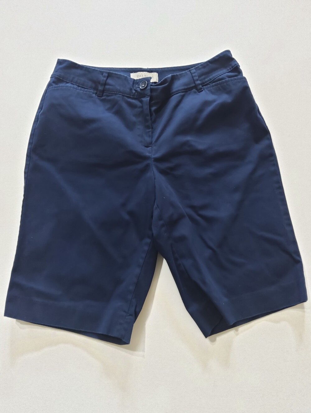 Talbots Chino Shorts Womens Size 4 Navy Blue Mid Rise Minimalist Casual